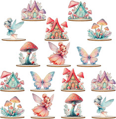 16 Pcs Fairy Party Decorations Wooden Fairies Centerpieces Table Topper Vintage