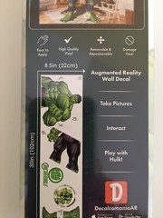 Marvel The Hulk Wall Decal 11×17 Augmented Reality Action Reusable Decal NEW