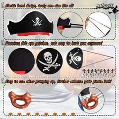 36 Pcs Funny Pirate Party Set- Pirate Kids’ Party Cosplay Supplies Include 12…
