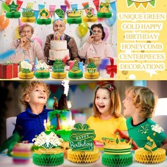 12 Pcs Green and Gold Decorations Table Decoration Happy Desktop Decoration H…