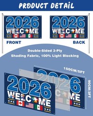 2026 World Cup Banner Flag 3″Ã—5″Ft,Double-Sided 3-Ply Large Fabric Football …