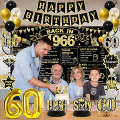 60Th Birthday Decorations, Black Gold 60Th Birthday Decorations for Men, Back in