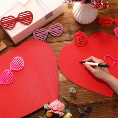 100 PCS 12 Inch Red Glitter Heart Cutouts Paper Cards Valentine’s Day Decor