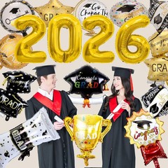 24Pcs Graduation Party Balloons Class of 2026 Congrats Grad Foil Balloons for…