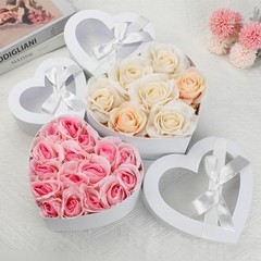 4 PCS White Heart Shaped Nesting Boxes Flower Arrangements Clear Lids Wedding