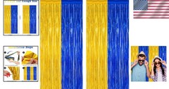 Class of 2026 Blue Gold Fringe Tinsel Backdrop – 2 Pack for Celebrations