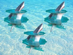 Shark Cupcake Stand 3 Piece Set Ocean Theme Birthday Party Display Halloween New