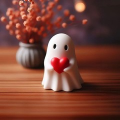 Middle Finger Cute Ghost Statue Scary Ghost Figurines Halloween Decorations JQ