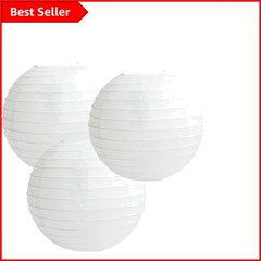 Set of 3 Portable 16″ White Paper Lanterns for Versatile Event Decoration