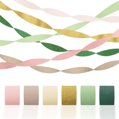 Crepe Paper Streamers Party Decorations – 6 Rolls Grass Green Gold Pink Olive Gr