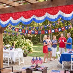 6ft 4th of July Decorations Patriotic Fringe Garland Banner Tinsel Streamers 250