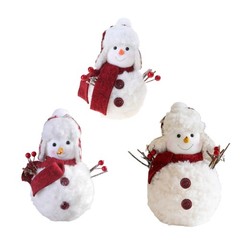 Snowman Stuffed Plush Dolls with Plush Hat and Scarf for Christmas Holiday Gift