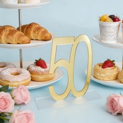 8 PCS Mirror Gold 50th Birthday Decoration Adhesive Dot Anniversary Centerpieces