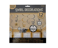 amscan – 670119 Amscan Swirl Décor, One Size, Black, Silver