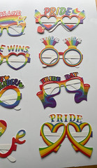 12 Pcs Pride Rainbow Photo Booth Props, Gay Pride Day Love Is Love Paper Glasses
