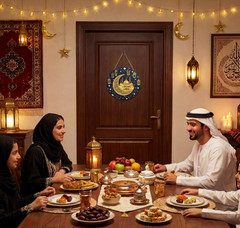 Smile Ramadan Eid Mubarak Wooden Block Sign Decorations, Ramadan Islamic Tiered