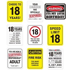 WERNNSAI 18th Birthday Party Decorations – 9PCS Wall Signs Funny Tags for Tee…
