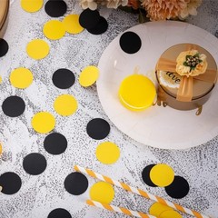 Black and Yellow Confetti Table Decoration for Birthday Graduation Baby Showe…