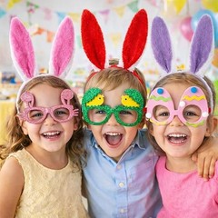 Easter Headbands and Glasses Set, 6PCS Bunny Ear Headbands & Funny Easter Gla…
