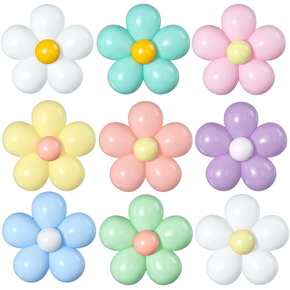 16 Set Daisy Flower Balloons DIY Kit,Boho Macaron Pastel Daisy Balloon Flower…