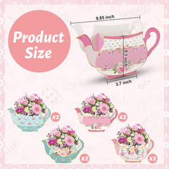 Floral Teapot Centerpieces – 8 PCS Tea Party Decorations for Events