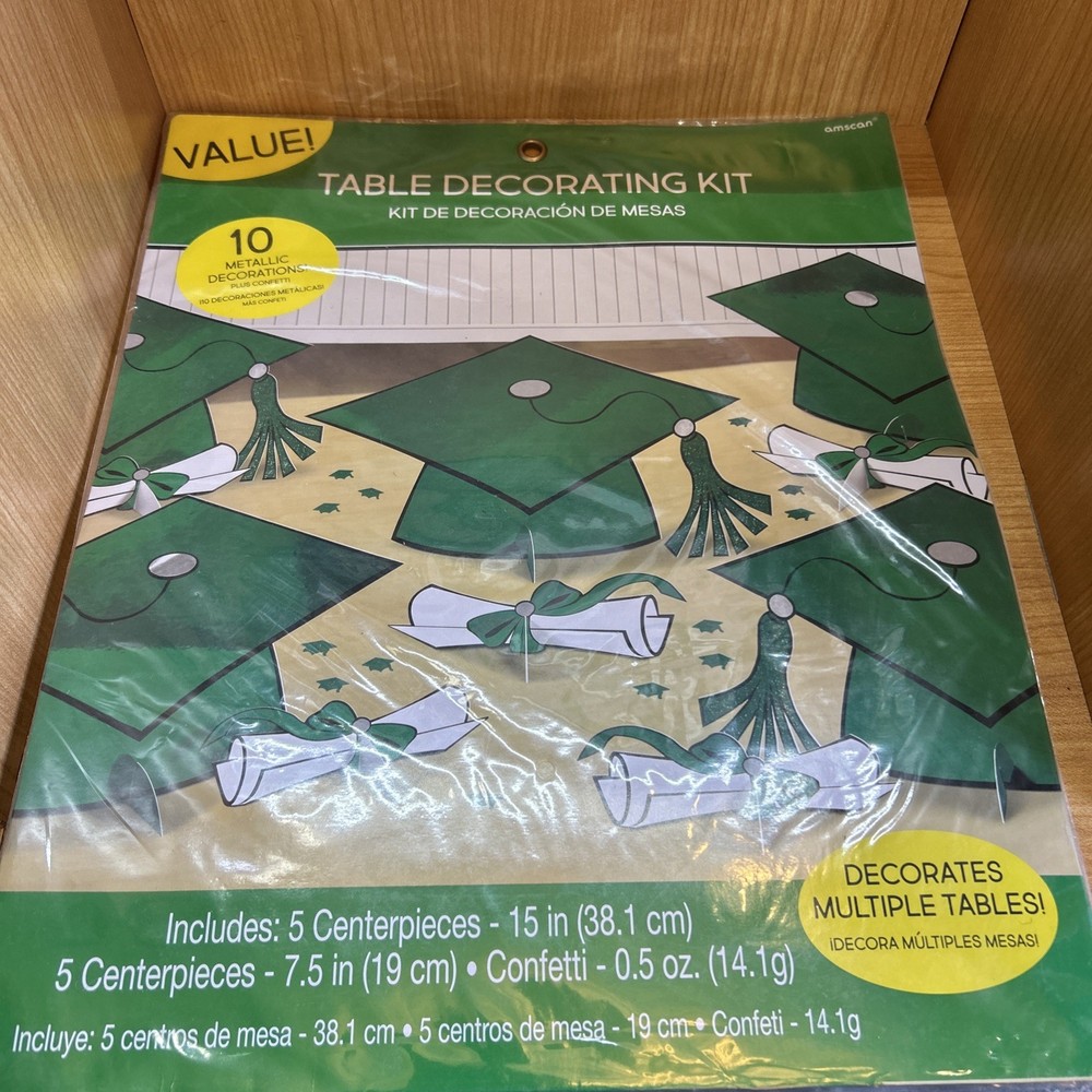 Amscan 10 piece metallic table decorating kit graduation green