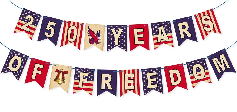 US 250th Anniversary Decorations – 250 Years of Freedom Banner Red White Blue…