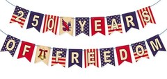 US 250th Anniversary Decorations – 250 Years of Freedom Banner Red White Blue…