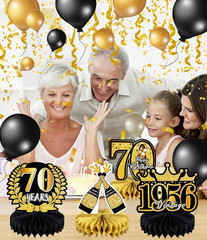 9 Pcs 70Th Birthday Decoration for Men Women Happy 70Th Birthday Honeycomb Cente