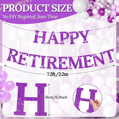 Pre Strung Happy Retirement Banner,Glitter Happy Retirement Banner,Pre-Strung on