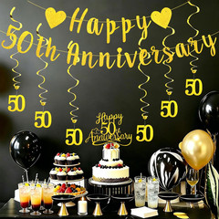 50Th Anniversary Decorations Pre-Strung Glitter Happy 50Th Anniversary Banner Ca