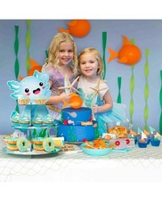 Cupcake Stand 3-Tier Dessert Tower for Birthday and Party’s Decor blue Axolotl