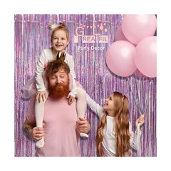 Pink Tinsel Curtain Party Backdrop – GREATRIL Foil Fringe Curtain Lilac Pink …