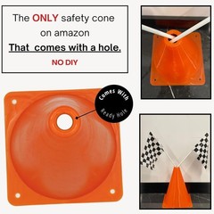 38 Pieces Set – 12 Traffic Cones With Hole on Top, 24 Checkered Flags, Racetr…