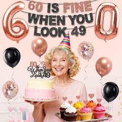 60th Birthday Decorations for Women, Pre-Strung 60 Is Fine When You Look 49 B…