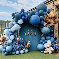 Dusty Blue Balloon Arch Light Dark Blue Balloons Different Size Blueberry Bal…