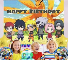 Naruto Theme Happy Birthday Backdrop 5×3.5ft Birthday Party Decoration