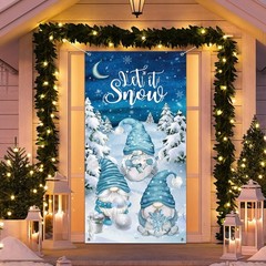 Let It Snow Winter Gnomes Fabric Wall Decoration, 71 X 35 Inches – Snowman and S