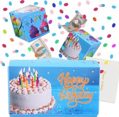 Pop-Up Birthday Card with Confetti Surprise Gift Box Explosion for Money