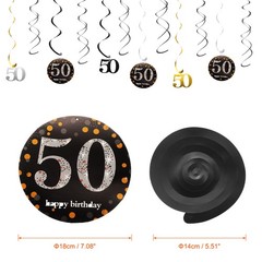 12pcs Mixed Color Hanging Swirls Decorations Party Swirls for 50th Birthday