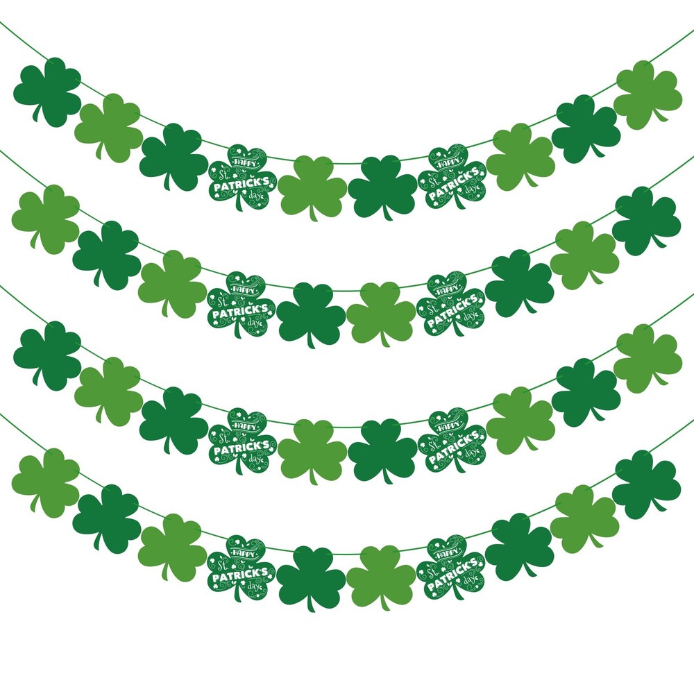 OHOME St Patricks Day Decorations – 40 Pack Shamrock Clover 32.8ft, Green