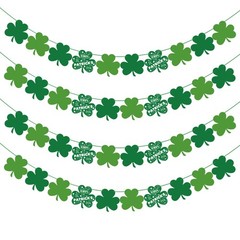OHOME St Patricks Day Decorations – 40 Pack Shamrock Clover 32.8ft, Green