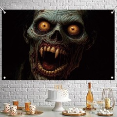 Halloween Decorations Zombie Backdrop Scary Horror Creepy Undead Banner 71″x43″