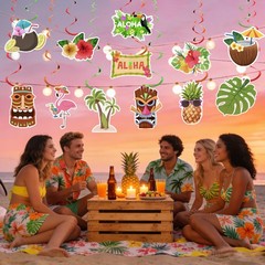 Hawaiian Luau Hanging Decorations, Luau Party Decorations, 24 PCS Hawaiian Lu…