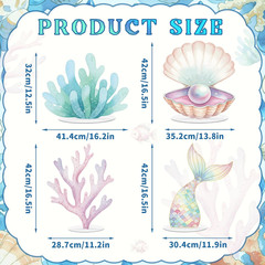 4 Pcs Large Mermaid Birthday Decorations Mermaids Photo Booths Props under the S