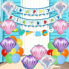 9 Pcs Seashell Balloons Multi-Color Shell Balloon Ocean Balloons for Birthday Ba