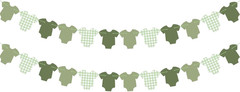 Green Bodysuit Party Decorations, Green Gingham Birthday Banners, Baby Shower Pa