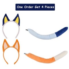 4 Pieces Dog Ears And Tail Set-Dog Headband Costume Accessory for Halloween C…