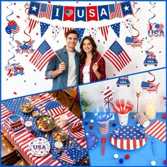 Bolake 250th Anniversary US Decorations Serve 24 Memorial Various sizes, Blue