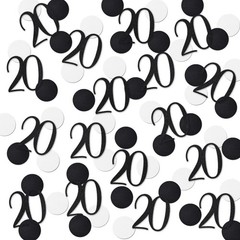 Black Glitter 20 Confetti 20th Birthday Number Anniversary Table Decor 200 PCS